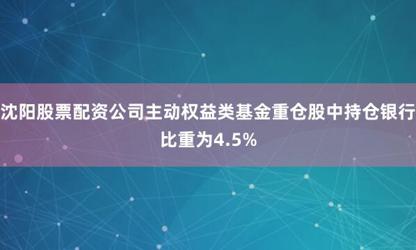 沈阳股票配资公司主动权益类基金重仓股中持仓银行比重为4.5%